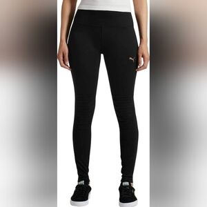 Puma Black Leggings with Gold Logo